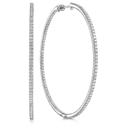 Sale Gabriel & Co. 14K White Gold French Pave 60mm Round Inside Out Diamond Hoop Earrings