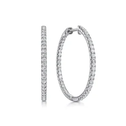 Gabriel & Co. 14K White Gold French Pave 30mm Round Inside Out Diamond Hoop Earrings