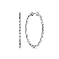 Gabriel & Co. 14K White Gold French Pave 30mm Round Inside Out Diamond Hoop Earrings