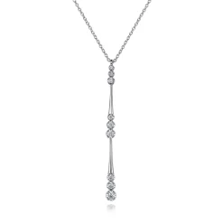 Gabriel & Co. 14K White Gold Graduated Diamond Station Drop Y Necklace