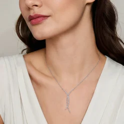 Outlet Gabriel & Co. 14K White Gold Graduating Diamond Pendant Necklace