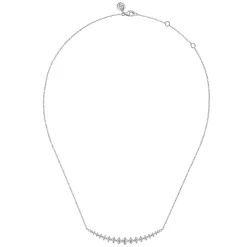 New Gabriel & Co. 14K White Gold Graduating Diamonds Bar Necklace