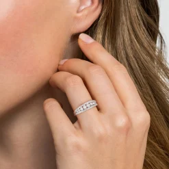 Discount Gabriel & Co. 14K White Gold Graduating Diamond Wide Band Ring