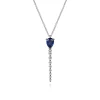 Best Gabriel & Co. 14K White Gold Graduating Diamonds and Blue Sapphire Pendant Drop Necklace