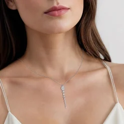 Hot Gabriel & Co. 14K White Gold Graduating Diamond Pendant Drop Necklace