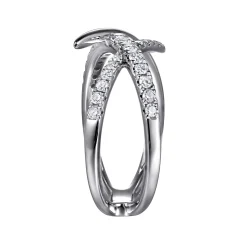 Sale Gabriel & Co. 14K White Gold Graduating Diamond Spike Criss Cross Ring