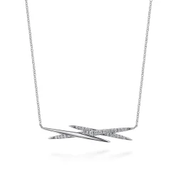 Gabriel & Co. 14K White Gold Graduating Diamond Spike Bar Necklace