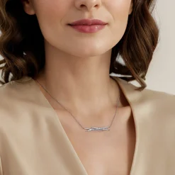 Gabriel & Co. 14K White Gold Graduating Diamond Spike Bar Necklace