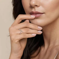 Best Gabriel & Co. 14K White Gold Graduating Diamond Chevron Ring