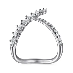 Best Gabriel & Co. 14K White Gold Graduating Diamond Chevron Ring