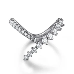 Best Gabriel & Co. 14K White Gold Graduating Diamond Chevron Ring