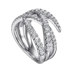 Discount Gabriel & Co. 14K White Gold Graduating Diamond Spike Criss Cross Ring