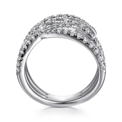 Discount Gabriel & Co. 14K White Gold Graduating Diamond Spike Criss Cross Ring