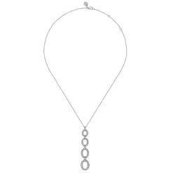 Best Gabriel & Co. 14K White Gold Graduating Diamond Oval Link Drop Pendant Necklace