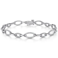 Best Gabriel & Co. 14K White Gold Graduating Diamond Link Tennis Bracelet