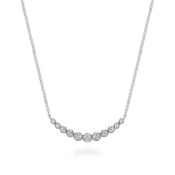 Sale Gabriel & Co. 14K White Gold Graduating Diamond Curved Bar Necklace
