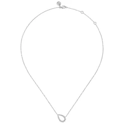 Sale Gabriel & Co. 14K White Gold Graduating Diamond Pear Shape Pendant Necklace