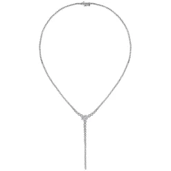Discount Gabriel & Co. 14K White Gold Graduating Diamond Y Necklace