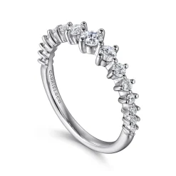 New Gabriel & Co. 14K White Gold Graduating Diamond Classic Ladies Ring