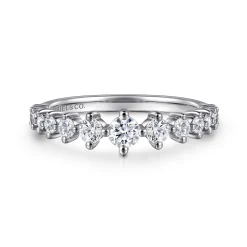New Gabriel & Co. 14K White Gold Graduating Diamond Classic Ladies Ring