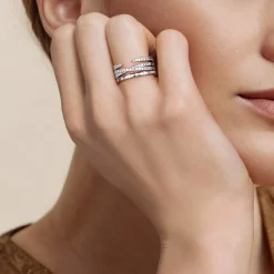 Clearance Gabriel & Co. 14K White Gold Graduating Diamond Spike Easy Stackable Ring