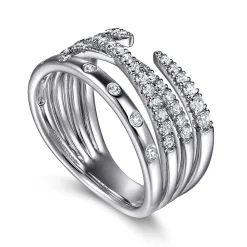 Clearance Gabriel & Co. 14K White Gold Graduating Diamond Spike Easy Stackable Ring