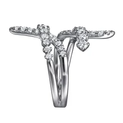 Hot Gabriel & Co. 14K White Gold Graduating Diamond Bypass Ring
