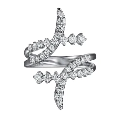 Hot Gabriel & Co. 14K White Gold Graduating Diamond Bypass Ring