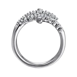 Hot Gabriel & Co. 14K White Gold Graduating Diamond Bypass Ring