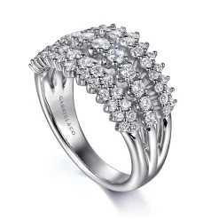 Online Gabriel & Co. 14K White Gold Graduating Diamond Wide Band Ring