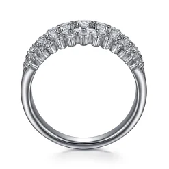 Online Gabriel & Co. 14K White Gold Graduating Diamond Wide Band Ring