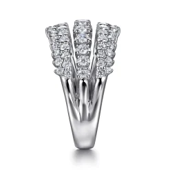 Online Gabriel & Co. 14K White Gold Graduating Diamond Wide Band Ring