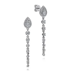 Discount Gabriel & Co. 14K White Gold Graduating Diamond Stud Drop Earrings
