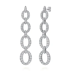 Gabriel & Co. 14K White Gold Graduating Diamond Link Stud Drop Earrings