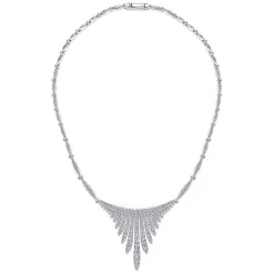 Best Gabriel & Co. 18K White Gold Graduating Diamond Bar Statement Necklace