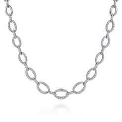 Sale Gabriel & Co. 18K White Gold Graduating Oval Link Diamond Necklace