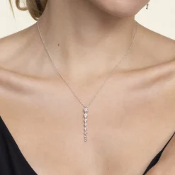 Hot Gabriel & Co. 14K White Gold Graduating Vertical Diamond Bar Necklace