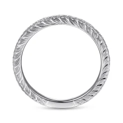 Online Gabriel & Co. 14K White Gold Hand Carved Stackable Diamond Ring