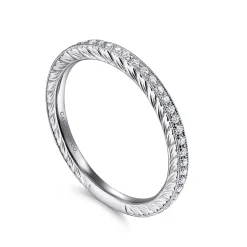 Online Gabriel & Co. 14K White Gold Hand Carved Stackable Diamond Ring