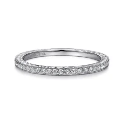 Online Gabriel & Co. 14K White Gold Hand Carved Stackable Diamond Ring