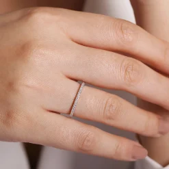 Online Gabriel & Co. 14K White Gold Hand Carved Stackable Diamond Ring
