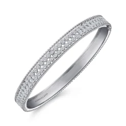 Best Gabriel & Co. 14K White Gold Hinged Diamond Bangle