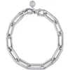 Best Gabriel & Co. 14K White Gold Hollow Paperclip Chain Bracelet with Diamond Pave Link Stations