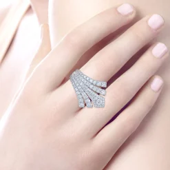 Outlet Gabriel & Co. 18K White Gold Horizontal Diamond Fan Ring