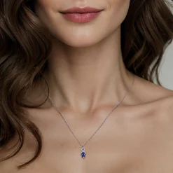 Clearance Gabriel & Co. 14K White Gold Infinity Blue Sapphire and Diamond Pendant Necklace