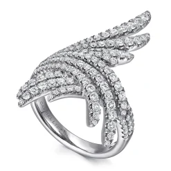 Gabriel & Co. 18K White Gold Intersecting Diamond Statement Ring