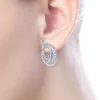 Sale Gabriel & Co. 18K White Gold Intricate Round Twisted 25mm Diamond Hoop Earrings