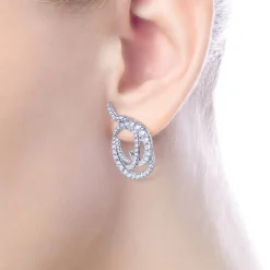 Sale Gabriel & Co. 18K White Gold Intricate Round Twisted 25mm Diamond Hoop Earrings