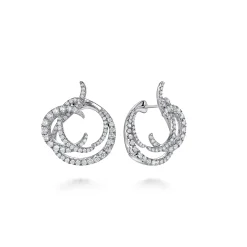 Sale Gabriel & Co. 18K White Gold Intricate Round Twisted 25mm Diamond Hoop Earrings
