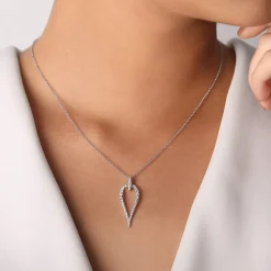 Sale Gabriel & Co. 14K White Gold Inverted Diamond Teardrop Pendant Necklace